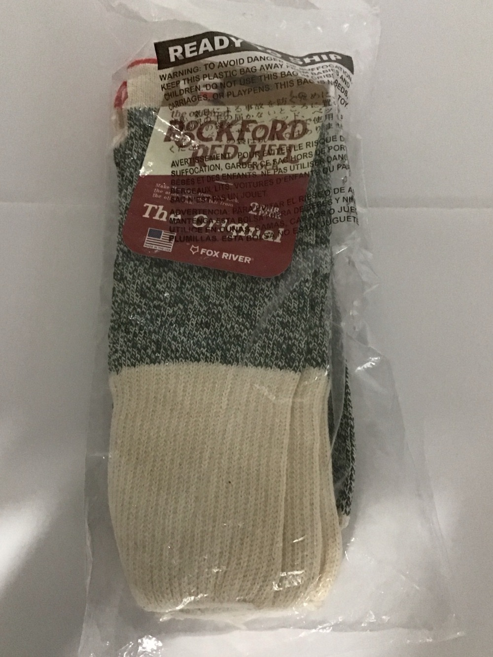 Men’s Crew Work or Casual Socks - Green & Cream